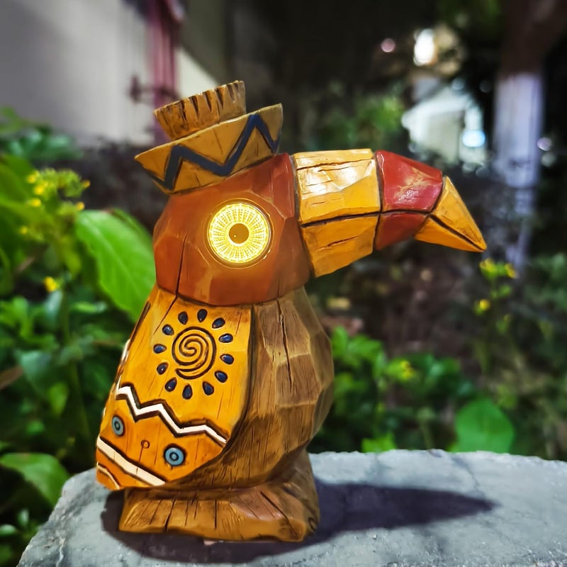 Yiosax Solar Tiki Statue-WoodWoodpecker Bird-Garden Hawaiian - Solar Outdoor Light Garden Sculptures & Statues Totem Pole Bar Outdoor Patio Pool Yard Summer Decorations - Image 5
